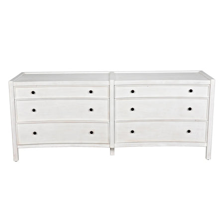 Hampton White Six Drawer Dresser Front View