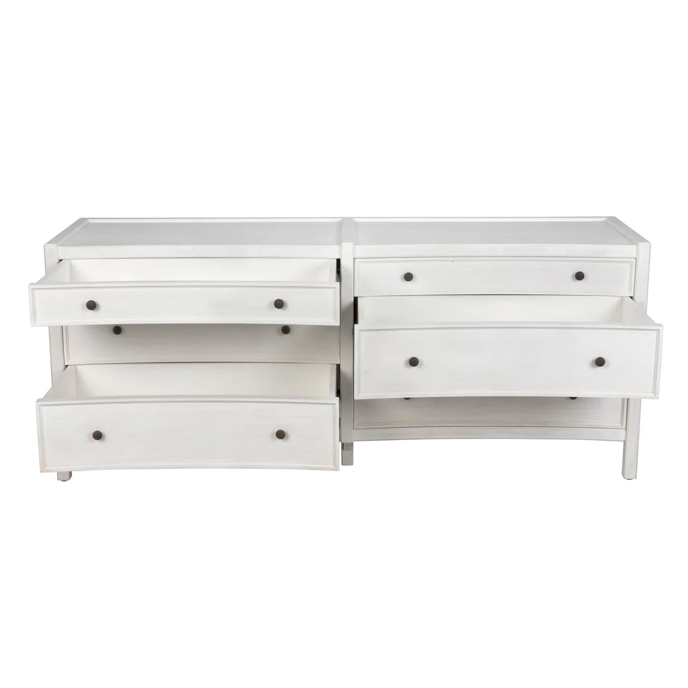 Hampton White Six Drawer Dresser Open View