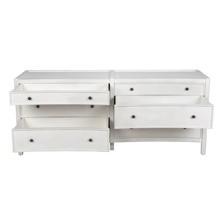 Hampton White Six Drawer Dresser Open View