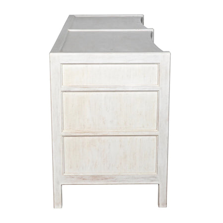 Hampton White Six Drawer Dresser Side View