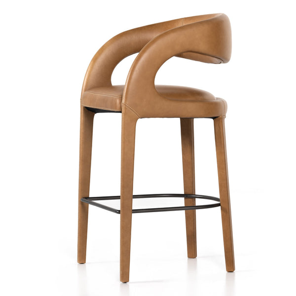 Harvey Leather Bar Stool Side View
