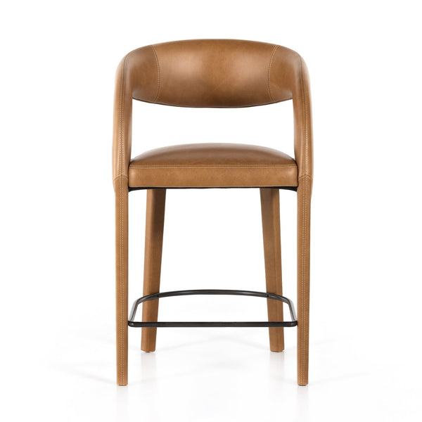 Harvey Leather Counter Stool Front View