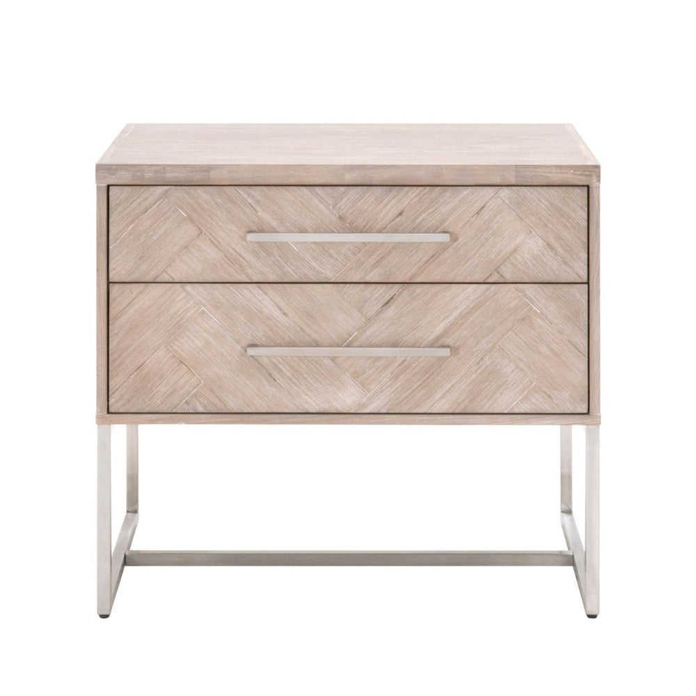 Herringbone Greywash Nightstand