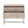 Herringbone Greywash Nightstand Open Drawers