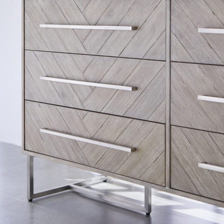 Herringbone Greywash Double Dresser Hardware