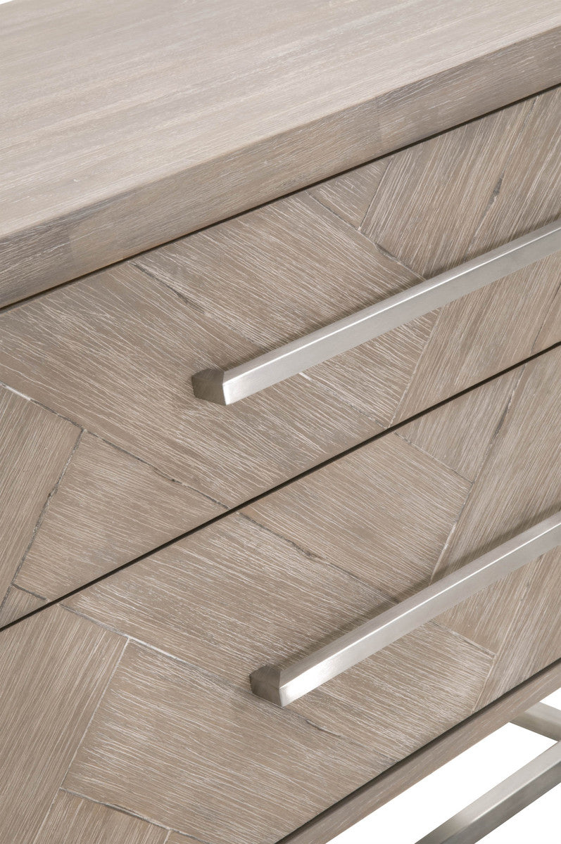Herringbone Greywash Nightstand Closeup