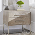 Herringbone Greywash Nightstand Room Scene
