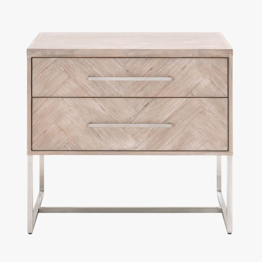 Herringbone Greywash Nightstand