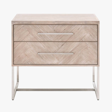 Herringbone Greywash Nightstand