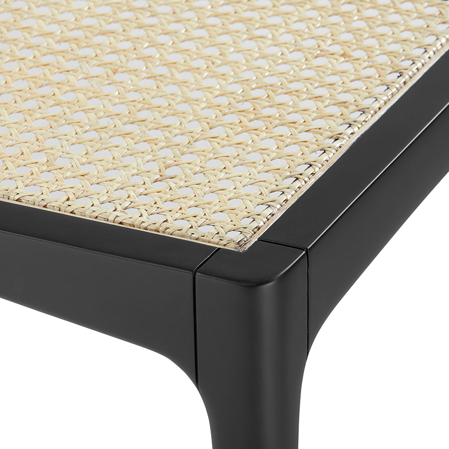 Isla Black Woven Cane Stool Closeup