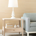 Kira Oak Side Table Styled with white lamp