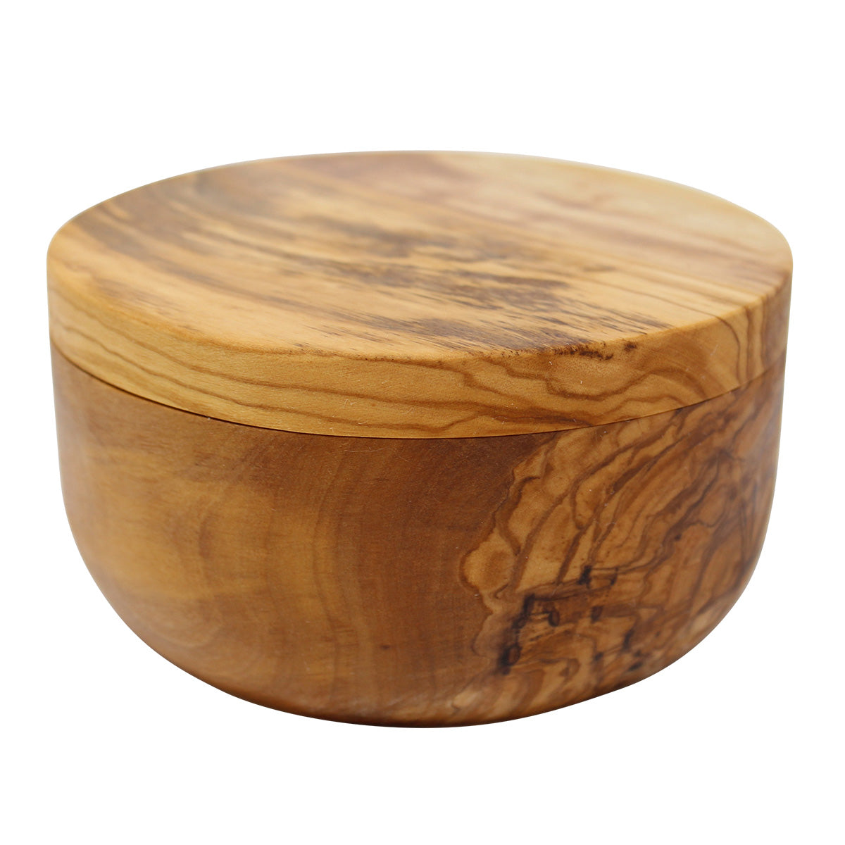 Olive Wood Salt + Pepper Cellar Closed View