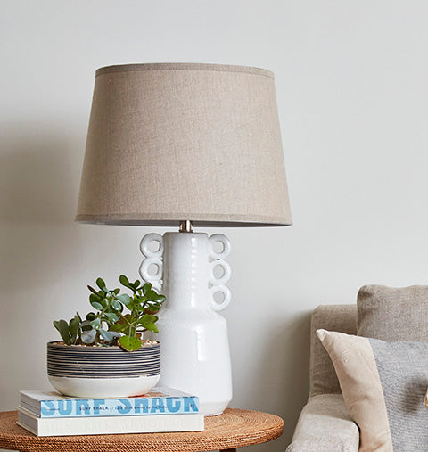 Lisbon White Ceramic Table Lamp Styled