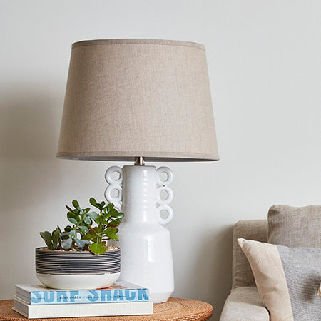 Lisbon White Ceramic Table Lamp Styled