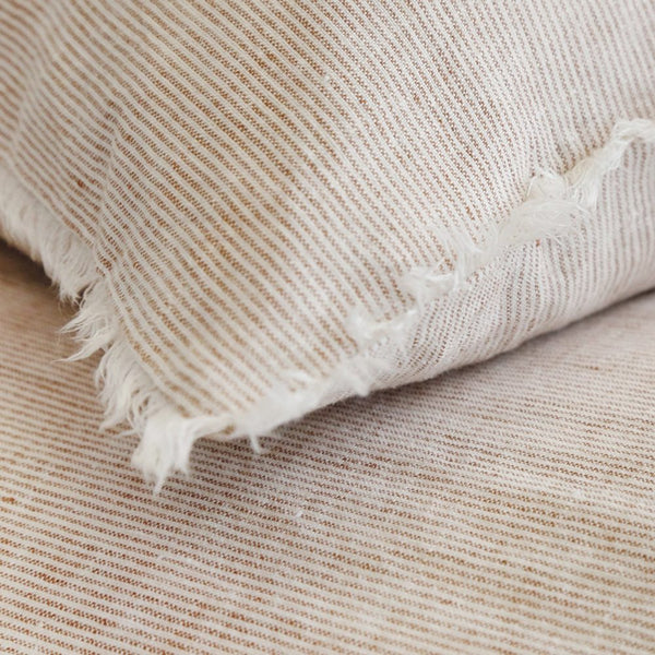 Logan Terra Cotta Stripe Linen Pillow Detail