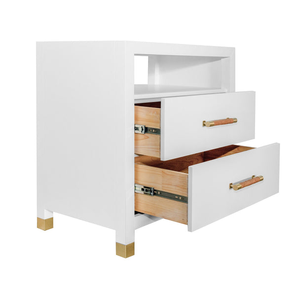 Lowery White Lacquer Nightstand Open View