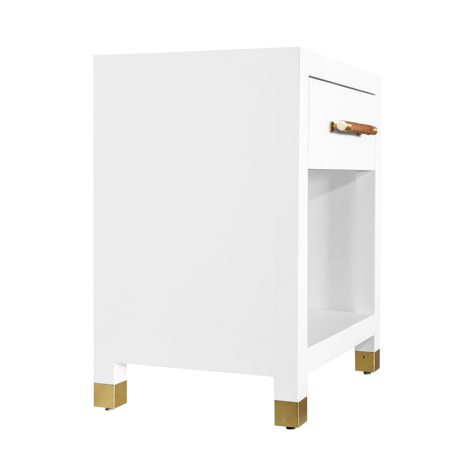 Lowery White Lacquer Side Table Angle View