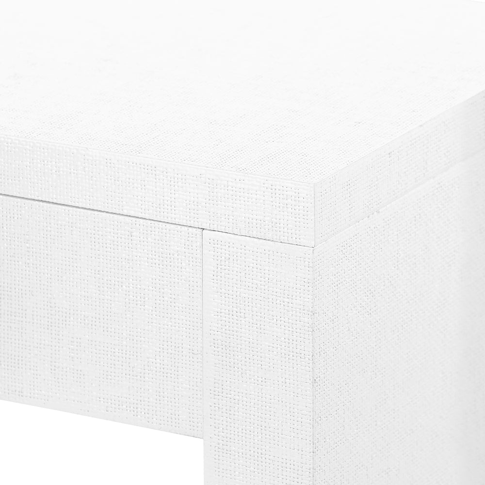 Madison White Grasscloth Console Closeup