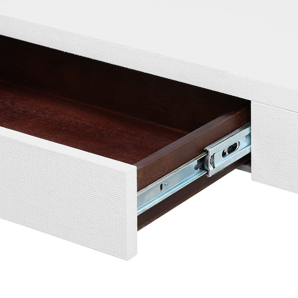 Madison White Grasscloth Console Drawer