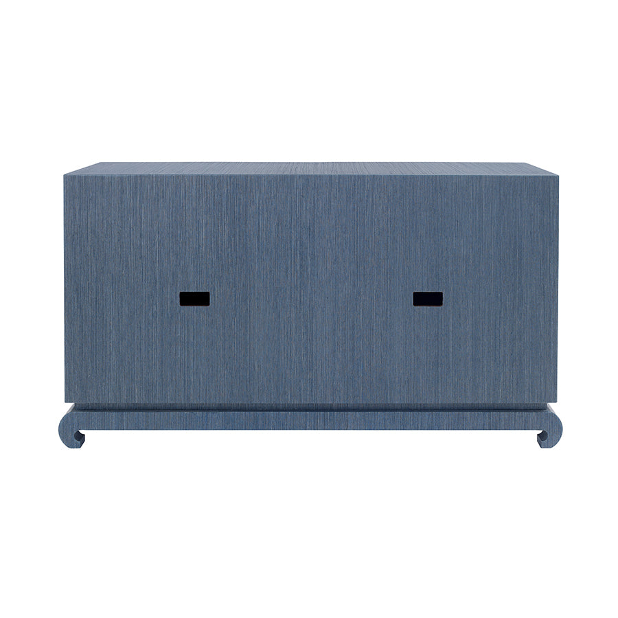 Merida Navy Grasscloth Credenza Back