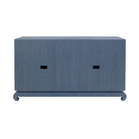 Merida Navy Grasscloth Credenza Back