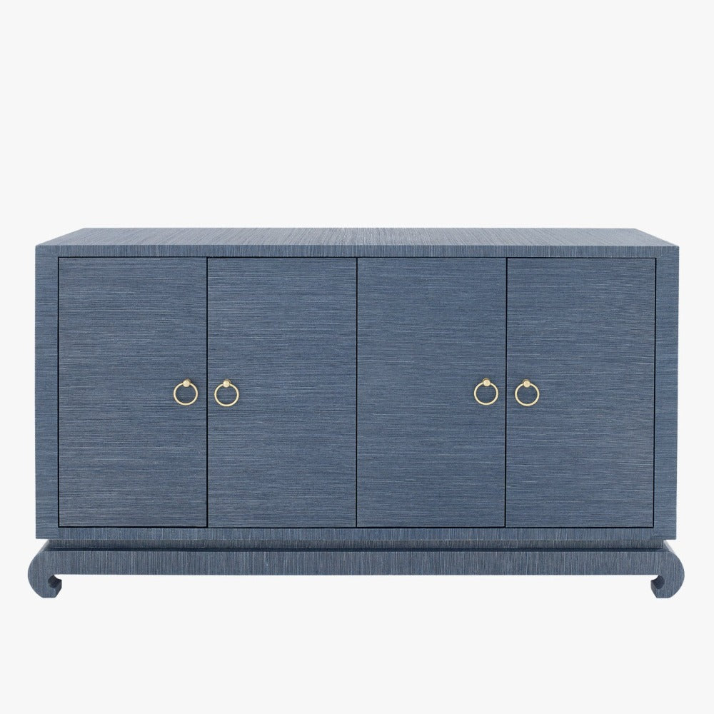 Merida Navy Grasscloth Credenza