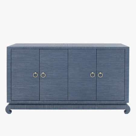 Merida Navy Grasscloth Credenza