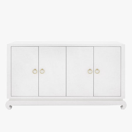 Merida White Grasscloth Credenza