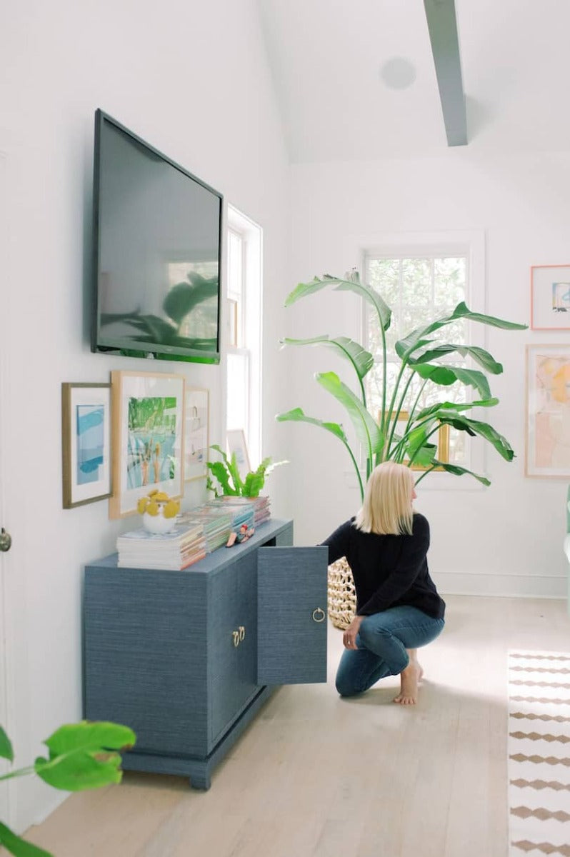 Merida Navy Grasscloth Credenza Chassity Evans Look Linger Love