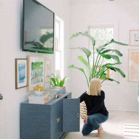 Merida Navy Grasscloth Credenza Chassity Evans Look Linger Love