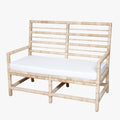 Montauk Natural Rattan Bench|Montauk Natural Rattan Bench Back|Beige Sunbrella|Canvas Sunbrella