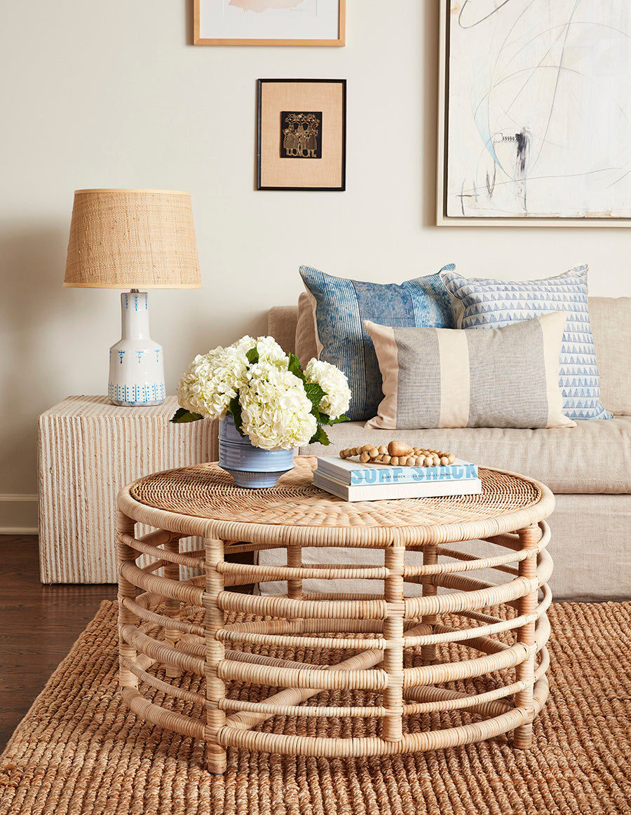 Montauk Natural Rattan Coffee Table Styled