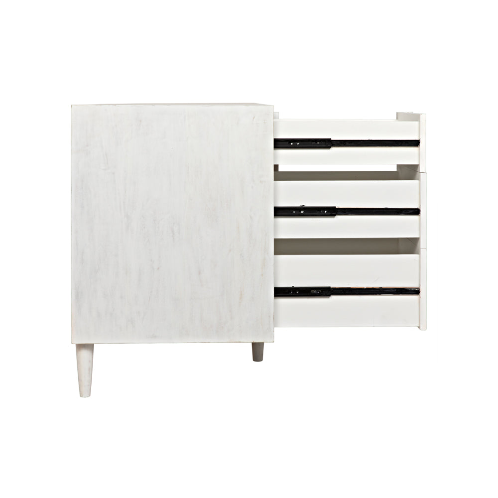 Morton White Nine Drawer Dresser Side Open