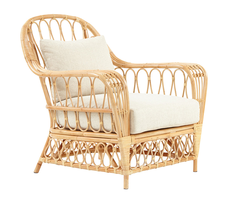 Nassau Rattan Lounge Chair Angle View