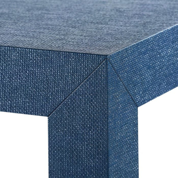 Parsons Navy Grasscloth Coffee Table Close Up