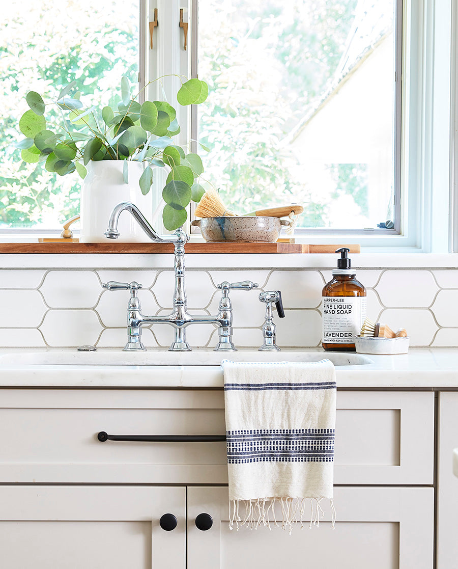 Navy Stripes Hand Towel Styled