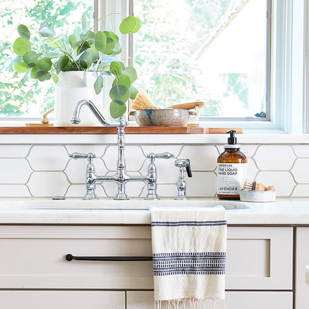 Navy Stripes Hand Towel Styled