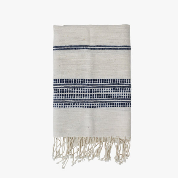 Aden Hand Towel - Navy + Cream