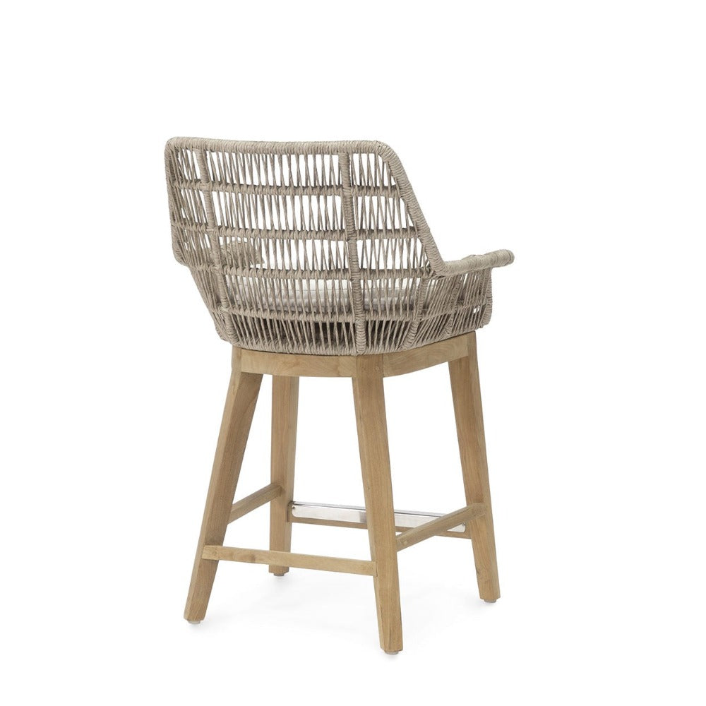 Palecek  Loretta Outdoor Counter Stool Back View - woven abaca rope
