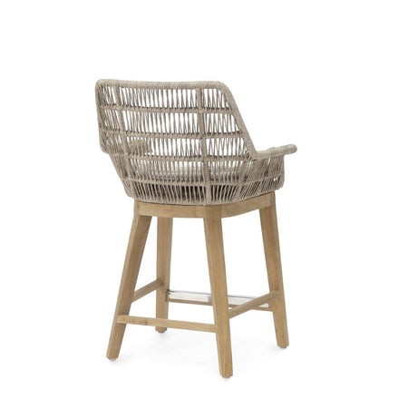 Palecek  Loretta Outdoor Counter Stool Back View - woven abaca rope