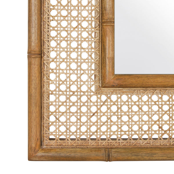 Palm Woven Cane Mirror Close Up
