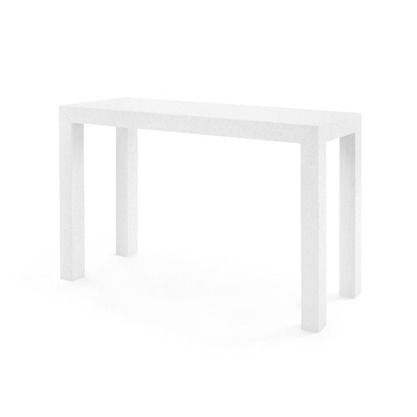 Parsons White Grasscloth Console Angle View