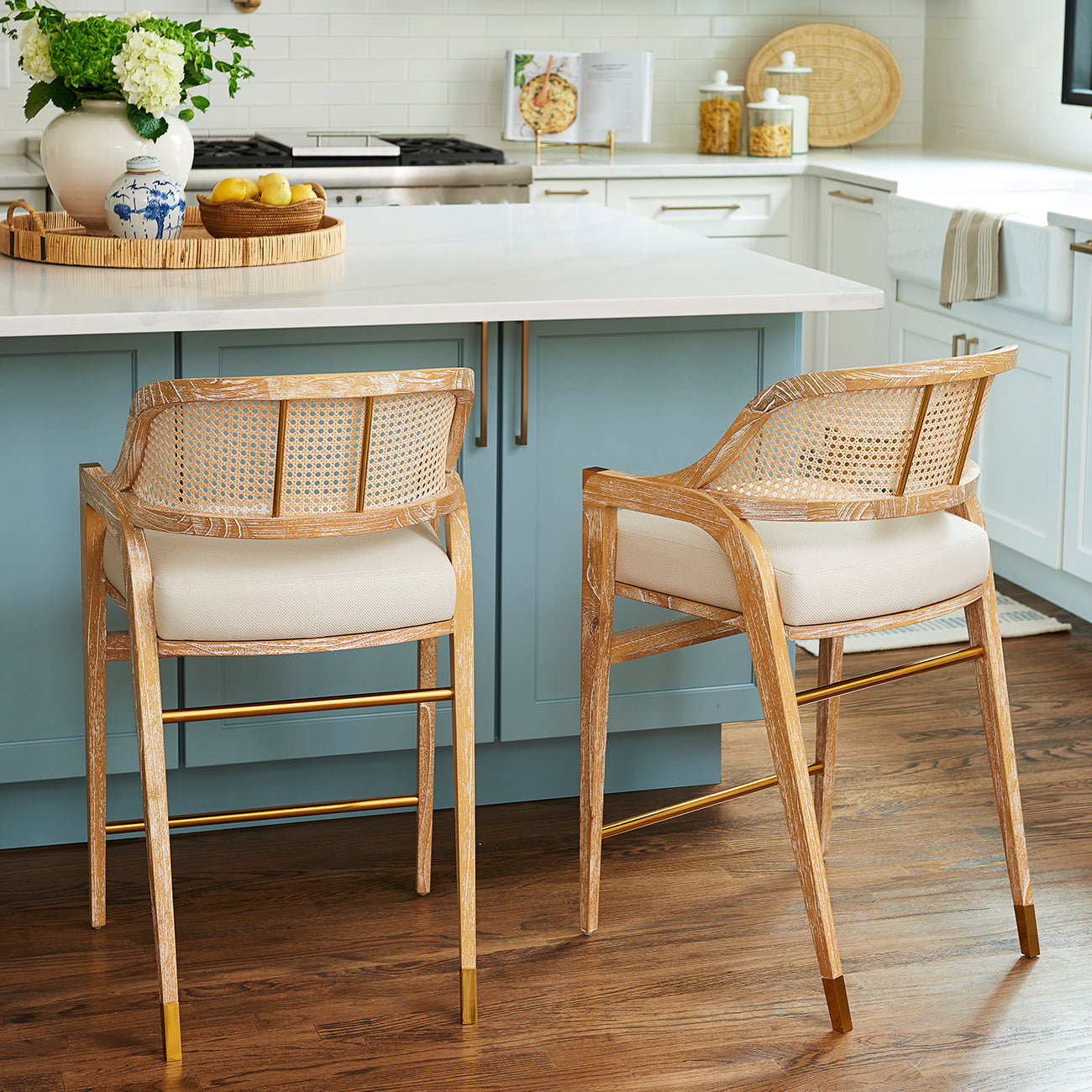 Cayman Large Round Tray Styled on Kitchen Counter 