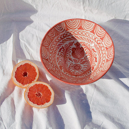 Pomelo Casa Coral Large Bowl Styled with grapefruits