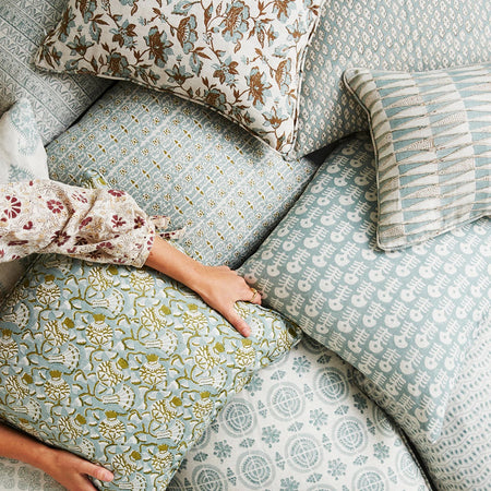 Raj Celadon Pillow Cover Styled