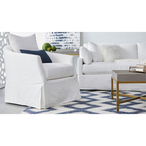 Resnick Cream Slipcover Swivel Club Chair Styled