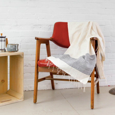 Riviera Navy Bath Towel Styled