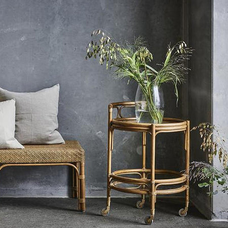 Romeo Rattan Bar Cart Styled