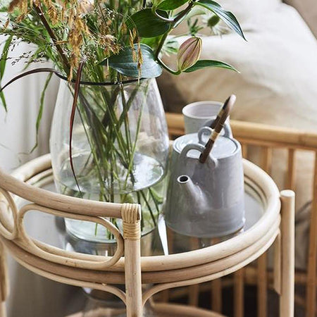 Romeo Natural Rattan Bar Cart Styled