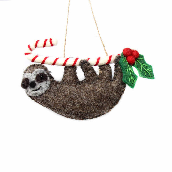 Fair Trade Sloth Wool Felt Ornament